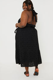 Broderie Anglaise Halterneck Midi Dress