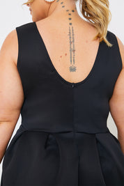Scoop Back Box Pleat Mini Dress