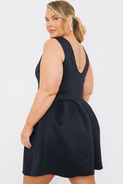 Scoop Back Box Pleat Mini Dress