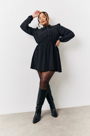 Polka Dot Mini Dress with Tie Neck