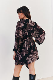 Floral Wrap Front Detail Skater Dress