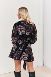 Floral Wrap Front Detail Skater Dress