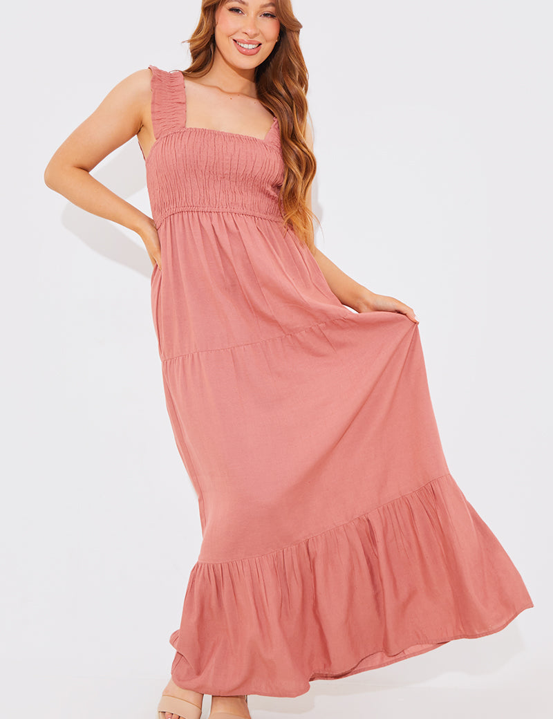 Cami Strap Maxi Tiered Maxi Dress