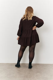 Textured Tie Front Detail Smock Dress