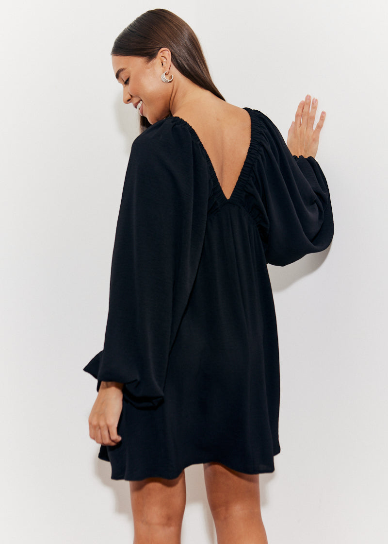 Balloon Sleeve Smock Mini Dress