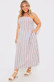 Bandeau Striped Midaxi Dress