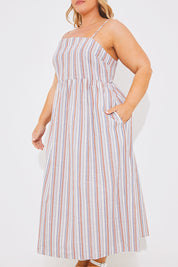 Bandeau Striped Midaxi Dress