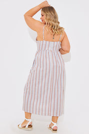 Bandeau Striped Midaxi Dress