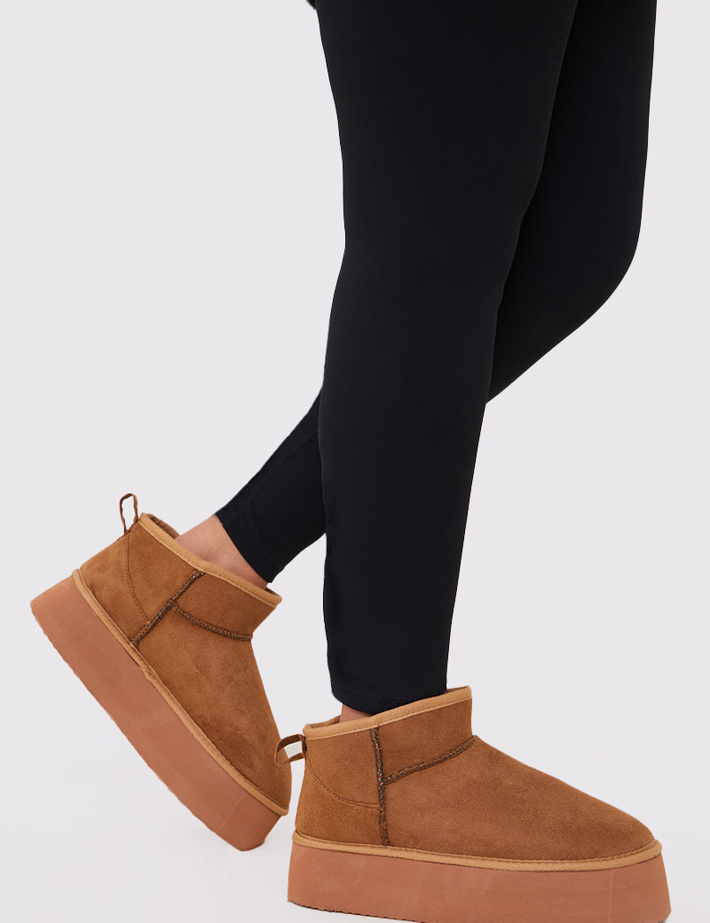 Platform Faux Fur Lined Faux Suede Boots