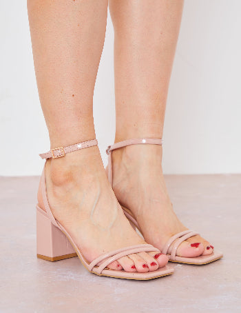 Buckle Detail Double Strap Block Heels