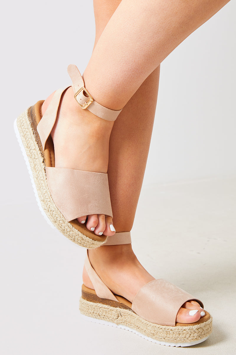 Metallic Strap Flatform Wedges