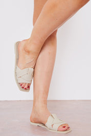 Rubberised Criss Cross Flat Sandal