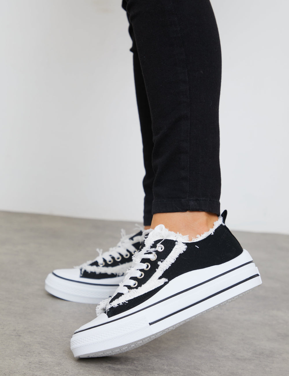 Seam Detail Low Top Canvas Trainer
