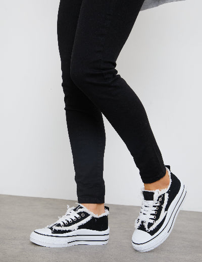 Seam Detail Low Top Canvas Trainer