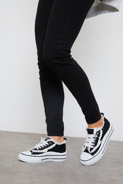 Seam Detail Low Top Canvas Trainer