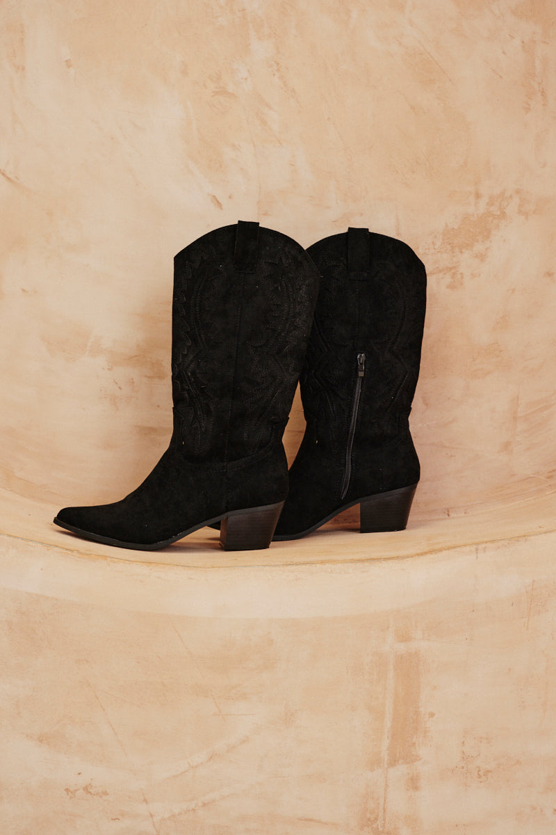 Faux Suede Cowboy Boot