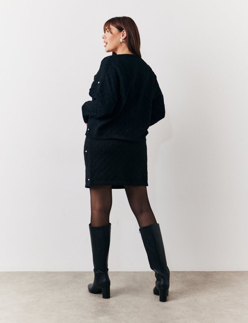 Beaded Pearl Knitted Co-Ord Jumper