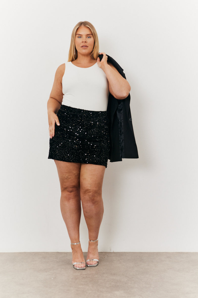 Velvet Sequin Mini Skirt