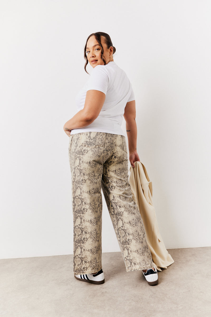 Snake Print Straight Leg Jeans