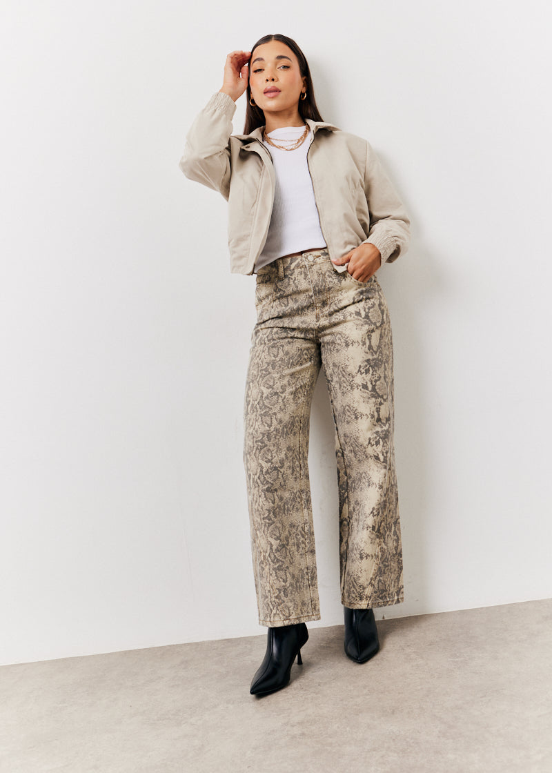Snake Print Straight Leg Jeans