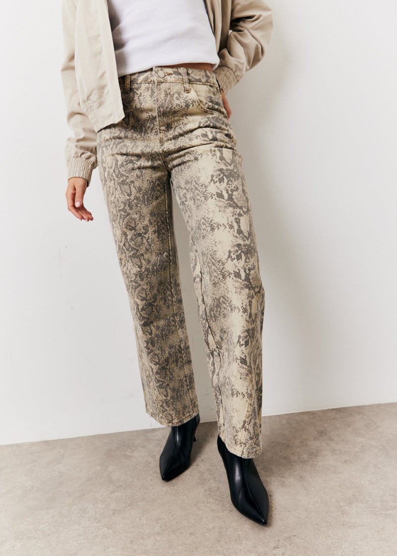 Snake Print Straight Leg Jeans