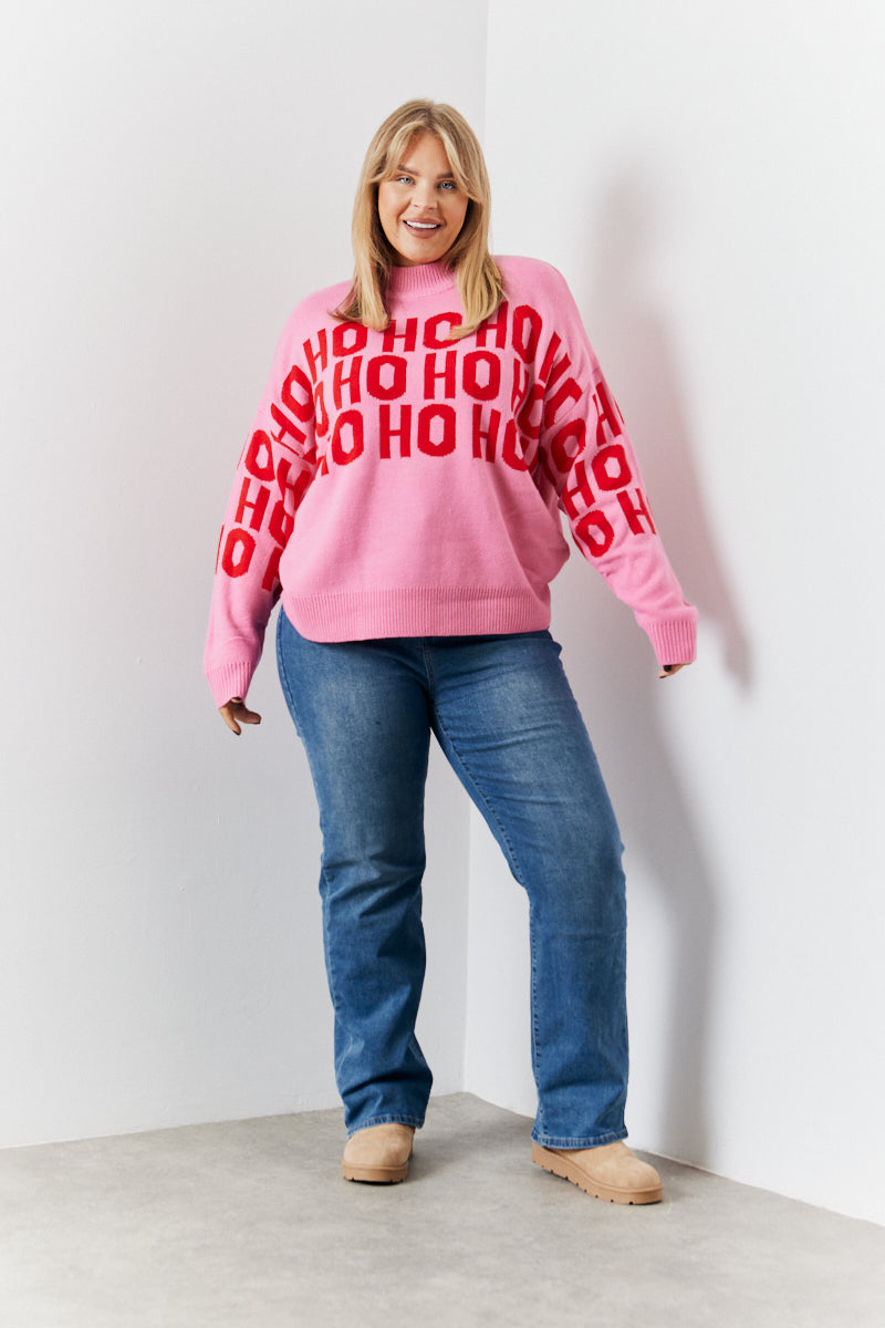 Crew Neck Ho Ho Ho Knit Jumper
