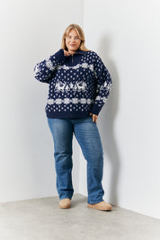 Half Zip Reindeer Fair Isle Knit Jumper