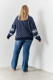 Half Zip Reindeer Fair Isle Knit Jumper