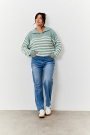 Stripe Quarter Zip Knit Jumper