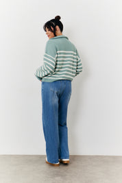 Stripe Quarter Zip Knit Jumper