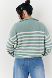 Stripe Quarter Zip Knit Jumper