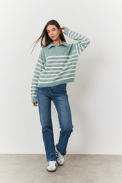 Stripe Quarter Zip Knit Jumper