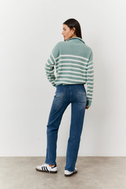 Stripe Quarter Zip Knit Jumper
