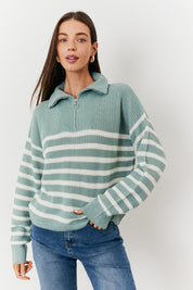 Stripe Quarter Zip Knit Jumper