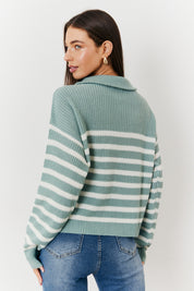Stripe Quarter Zip Knit Jumper