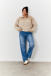 Stripe Quarter Zip Knit Jumper