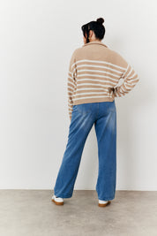 Stripe Quarter Zip Knit Jumper