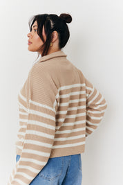 Stripe Quarter Zip Knit Jumper