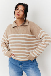 Stripe Quarter Zip Knit Jumper