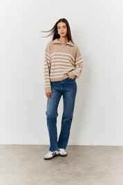 Stripe Quarter Zip Knit Jumper