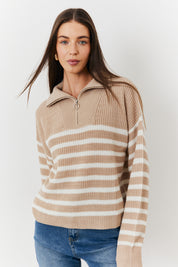 Stripe Quarter Zip Knit Jumper