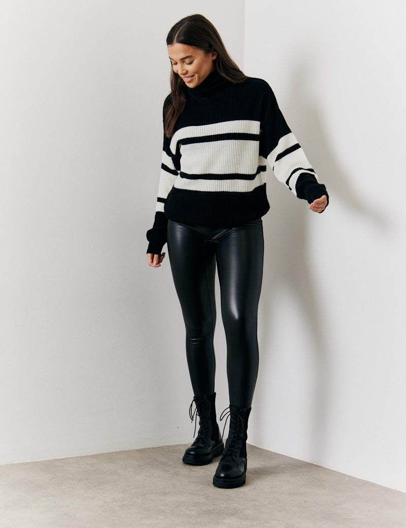 Stripe Roll Neck Knit Jumper
