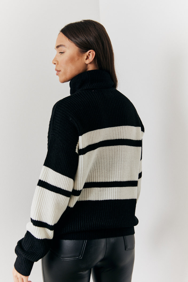 Stripe Roll Neck Knit Jumper