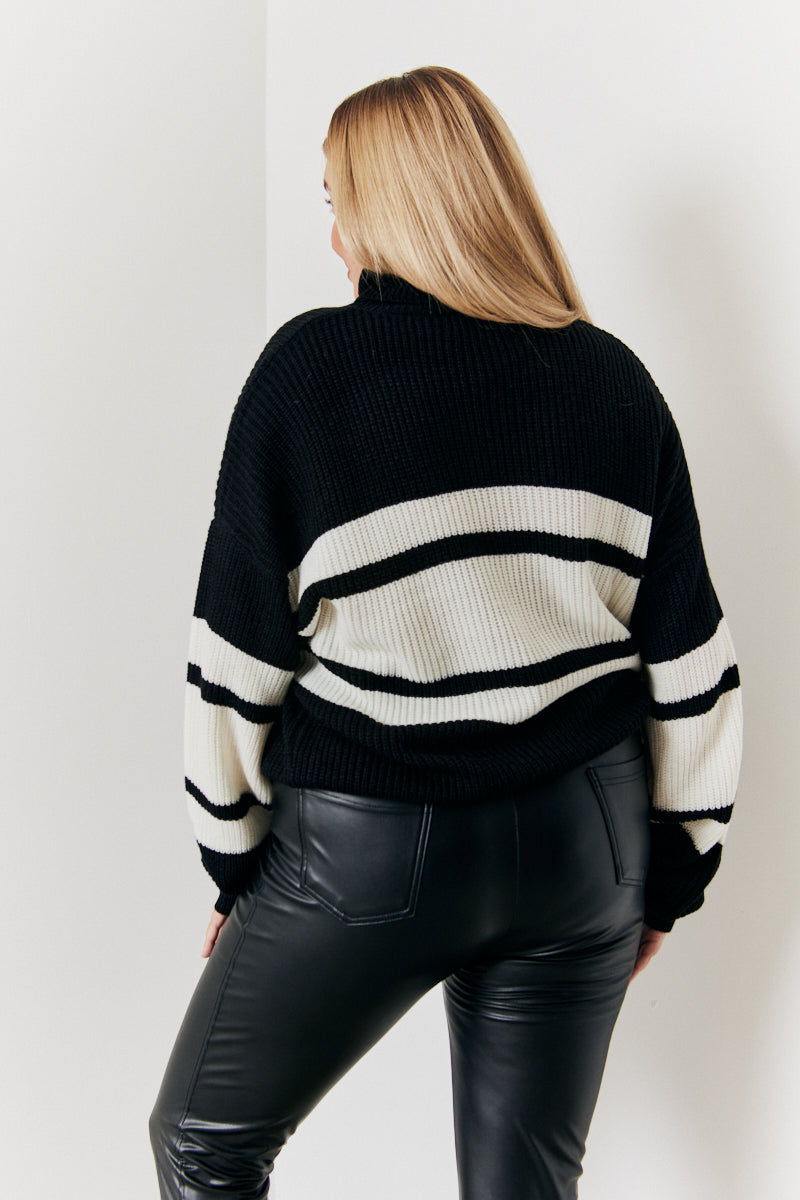 Stripe Roll Neck Knit Jumper