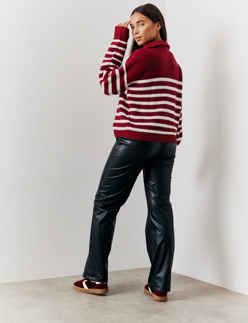 Stripe Quarter Zip Knit Jumper