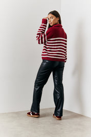 Stripe Quarter Zip Knit Jumper