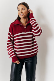 Stripe Quarter Zip Knit Jumper