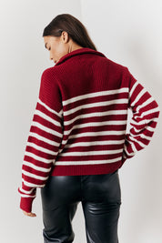 Stripe Quarter Zip Knit Jumper