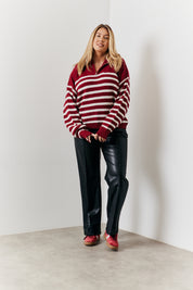 Stripe Quarter Zip Knit Jumper