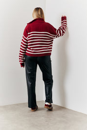 Stripe Quarter Zip Knit Jumper